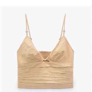 Zara Tan Ribbed Camisole Top